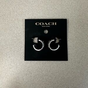 Coach Metallic Silver Hoop Earrings
